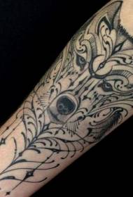 arm black ash vine wolf tattoo pattern