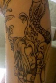 modello tatuaggio sirena linea nera