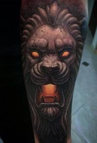 Boka színű titokzatos kő oroszlán szobor tetoválás minta