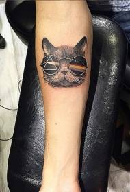 jib färg rolig katt och solglasögon tatuering mönster