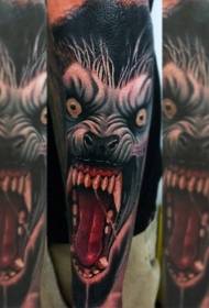 realistisch geschilderd weerwolf portret tattoo patroon