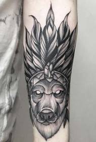 Kar fekete tüskés stílusú törzsi farkas tetoválás mintával