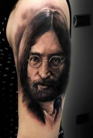 Bold nga itum nga realistiko nga sumbanan sa tattoo sa litrato sa Lennon