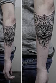brazo negro gracioso misterioso gato tatuaje patrón