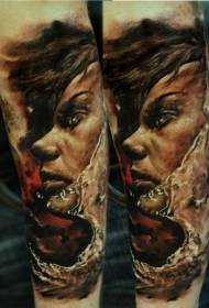 farba paže ženská tvár tetovanie vzor