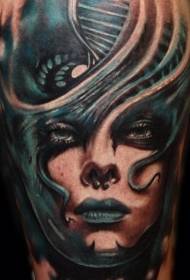 color female portrait tattoo