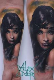 ολοκαίνουργιο χρωματικό χρώμα χεριού βραχίονα χρώμα γυναικείο πρότυπο τατουάζ πρόσωπο