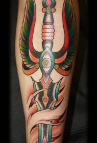 modello di tatuaggio di pelle penetrante pugnale alato