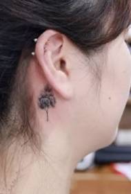 ausų tatuiruotė: paprasta mažų tatuiruočių figūra mergaitėms už ausies 110717 - mažų gėlių tatuiruotės piešinių rinkinys ant ausų