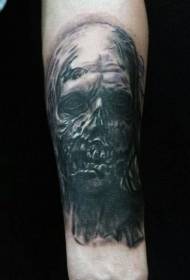 Modèle de tatouage visage visage zombie peint à la main de style horreur bras