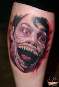 Shank Yodabwitsa Colored Zombie Monster Face Tattoo 111288 - Colour Orc Scary Portrait tattoo Tattery