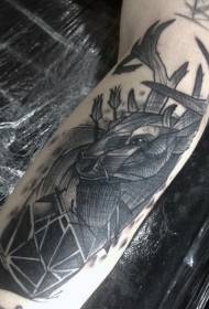 modèle de tatouage flèche cerf noir style flèche bras