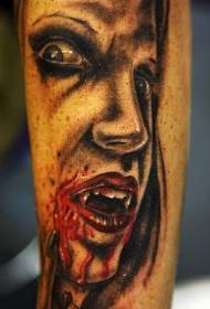 padrão de tatuagem de rosto de vampiro assustador