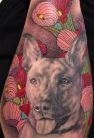 Patron de tatuatge amb gossos realistes de bells colors realistes
