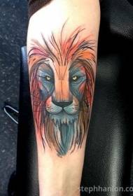 Arm Aquarell Stil Löwenkopf Tattoo Muster