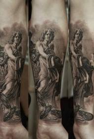 arm black gray style stone statue moth tattoo pattern