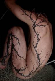 modello di tatuaggio albero nero esagerato per tutto il corpo