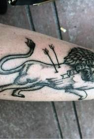 modello tatuaggio tatuaggio freccia nera e lettera leone