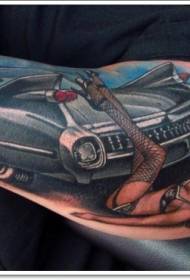 Fantastisk svart Cadillac-tatuering för bil- och flickatatuering