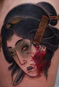 Estilo japonés del estilo de terror Primer patrón de tatuaje sangriento