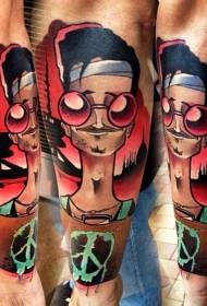 маленька рука колір мультфільму смішний людина з візерунком міський пейзаж татуювання