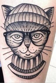 braccio splendido modello di tatuaggio con occhiali e gatto nero