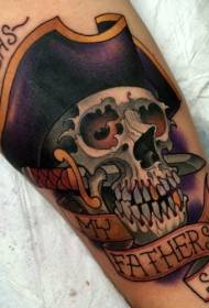 new school color pirate dagger and letter tattoo pattern