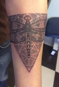 disegno del braccio triangolo libellula modello tatuaggio scuro