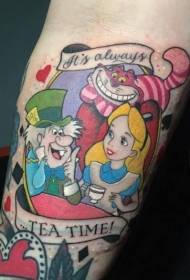 Alice Alice hauv Wonderland cov lus dab neeg lus Askiv thiab cov tsiaj ntawv Askiv cov qauv tattoo