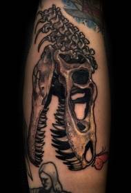 большая гравировка татуировки скелет динозавра