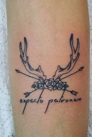 hannu baki line rubutawa haruffa tare da m antler flower tattoo juna