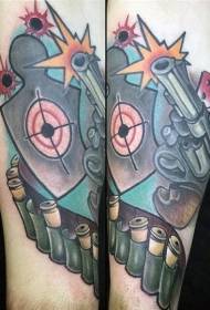 pistola simpatico cartone animato con modello di tatuaggio a colori fuori bersaglio 110128 - modello di tatuaggio a colori mostruoso strano piccolo mostro
