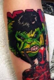 Comic Wind Death Waiter and Hulk avatar tattoo pattern