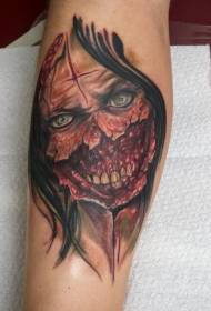 Колор хорор стил импресиван зомби узорак тетоважа лица