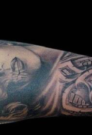 Driegħ ta 'ritratt griż iswed ta' Marilyn Monroe b'disinn tat-tatwaġġ tad-dollaru tela