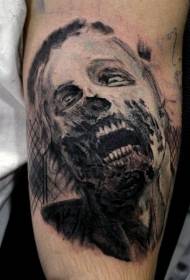 modèle fait maison de tatouage zombie rampant noir et blanc