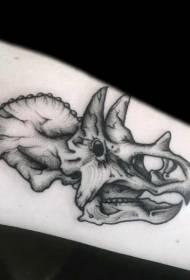 црни минималистички узорак тетоваже лубање диносаура