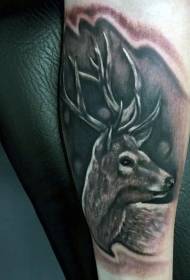 Výložník Čierny šedý štýl krásneho jeleňového tetovania
