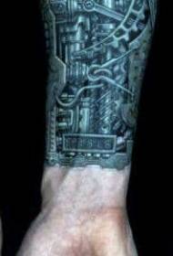 lengan 3D pola tato mekanik abad pertengahan yang misterius