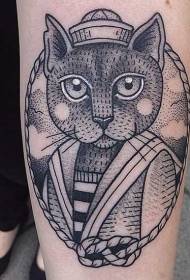 modèle de tatouage bras old school black sailor cat