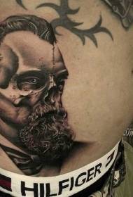 pas surrealistický styl muž portrét s tetováním vzor lebky