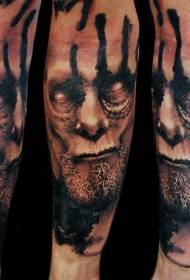 klengen Aarm Angscht laang Baart Demon Gesiicht Tattoo Muster