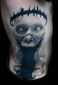 Padrão de tatuagem cintura masculina estilo horror cor monstro rosto