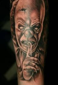 чорний сірий страшний клоун обличчя татуювання візерунок