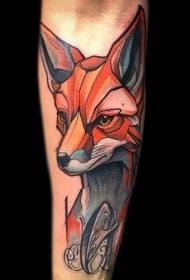 Umbala we-jib color fox avatar kunye nephethini emnyama ye tattoo
