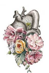 პიროვნების მოდის გული ვარდების tattoo ხელნაწერი ნიმუშის სურათი