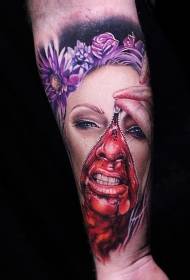 yksilöllisesti suunniteltu väri kauhu naisten muotokuva tatuointi malli