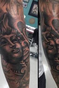 ҳайкали фиръавни сиёҳпӯсти мисрӣ бо ҳарфи tattoo Pattern