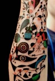 lille arm farverig geometrisk tatoveringsmønster