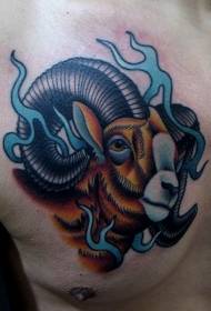 male chest color sheep tattoo Pattern